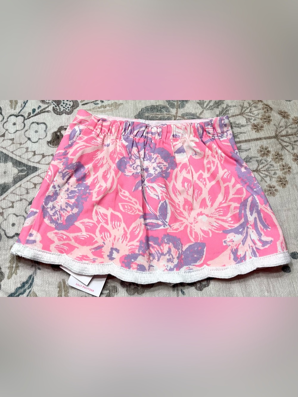 NWT Lilly Pulitzer Girl’s Mini Michelina Skort Rousseau Pink Zen Garden XS 2/3 - Picture 3 of 7